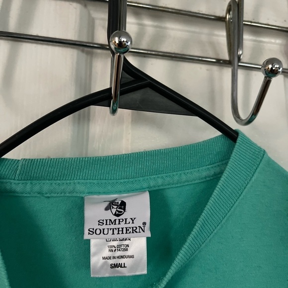 Simply Southern Preppin for The Holidays Sm Long Sleeve T Shirt Doggy Sea Foam - Picture 4 of 8